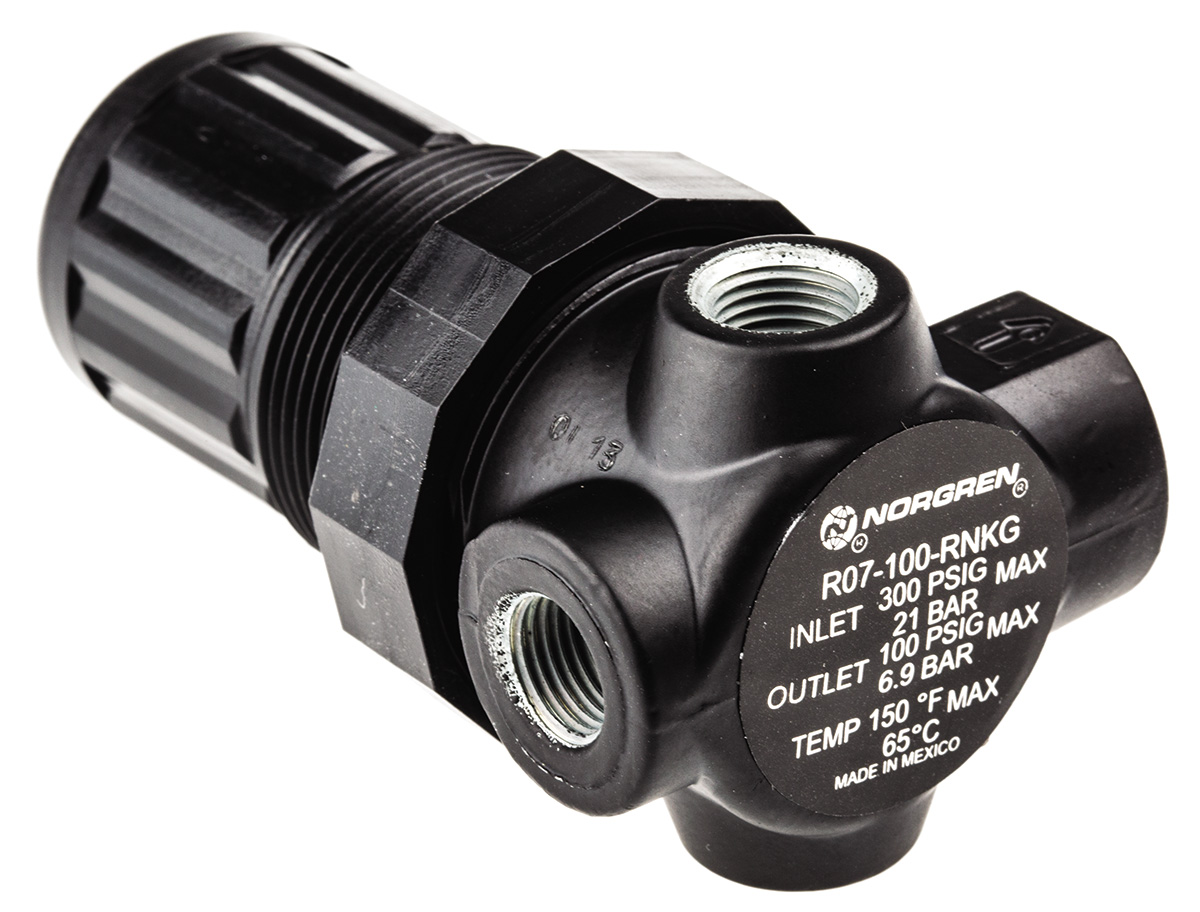 Norgren G 1/8 Pneumatic Regulator - 0.3bar to 7bar, 1/8in, 20bar max. input