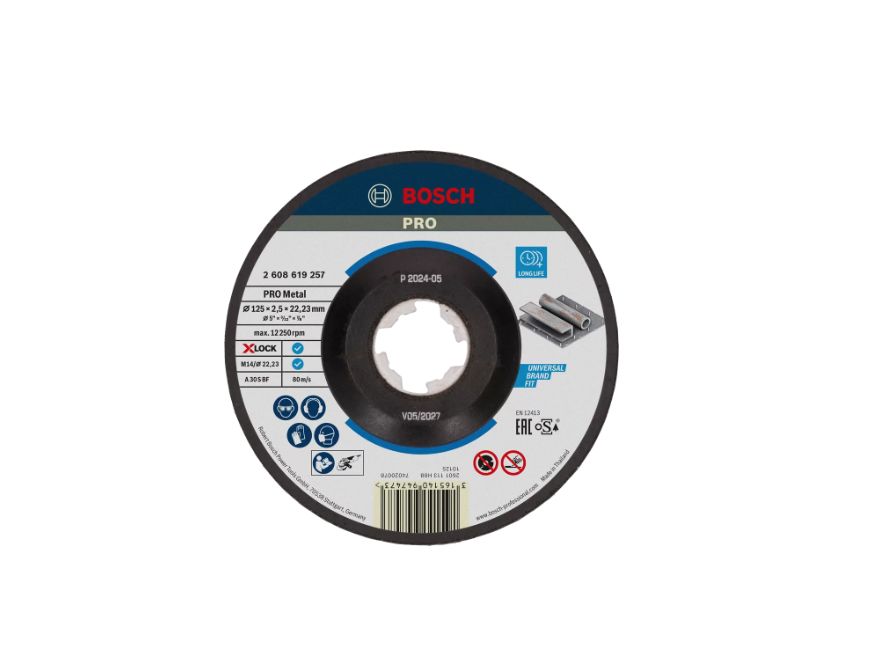 Bosch XLOCK Aluminium Oxide Cutting Disc, 125mm x 2.5mm Thick