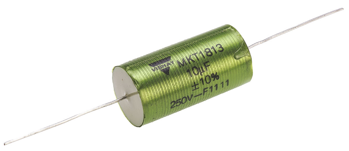 Vishay MKT 1813 Metallised Polyester Film Capacitor, 160 V ac, 250 V dc, ±10%, 10μF, Through Hole