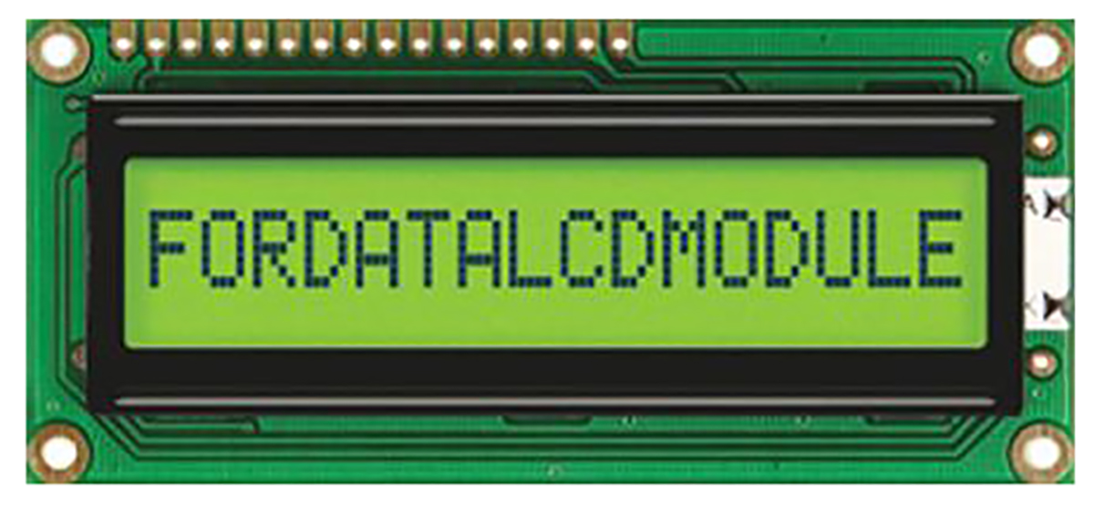 Fordata FC1601E01-FHYYBW-51SE FC Alphanumeric LCD Alphanumeric Display, Green, Yellow on Yellow-Green, 1 Row by 16
