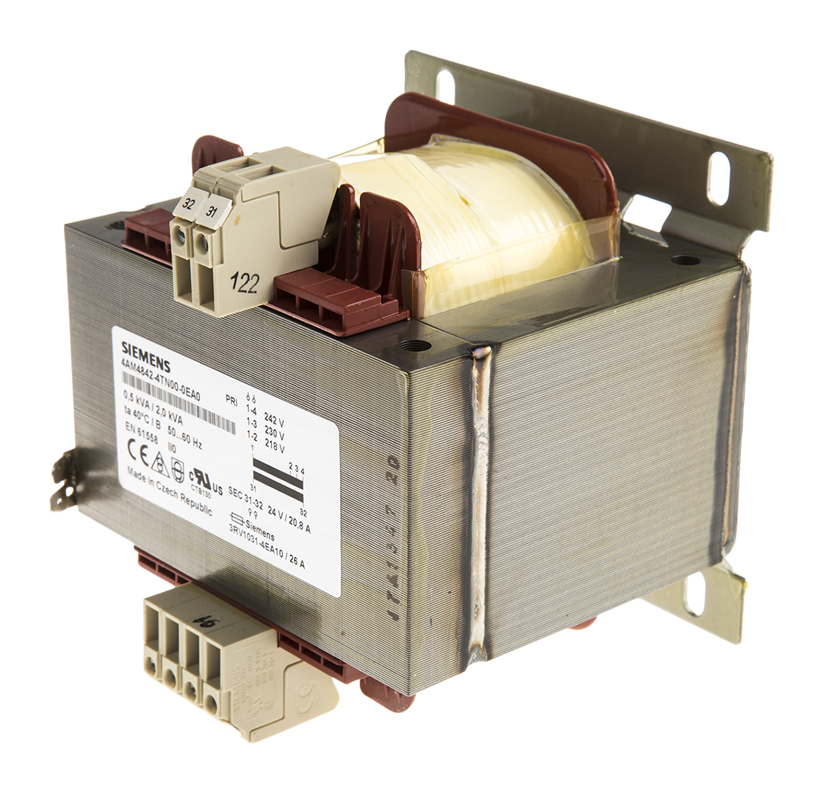 Siemens 0.5kVA DIN Rail Transformer, 230V Primary, 24V Secondary