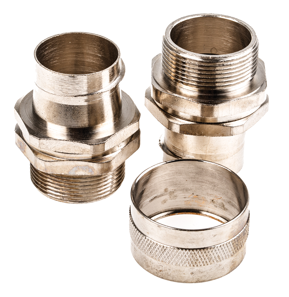 Adaptaflex Swivel, Conduit Fitting, 32mm Nominal Size, M32, Brass, Silver IP54 rating
