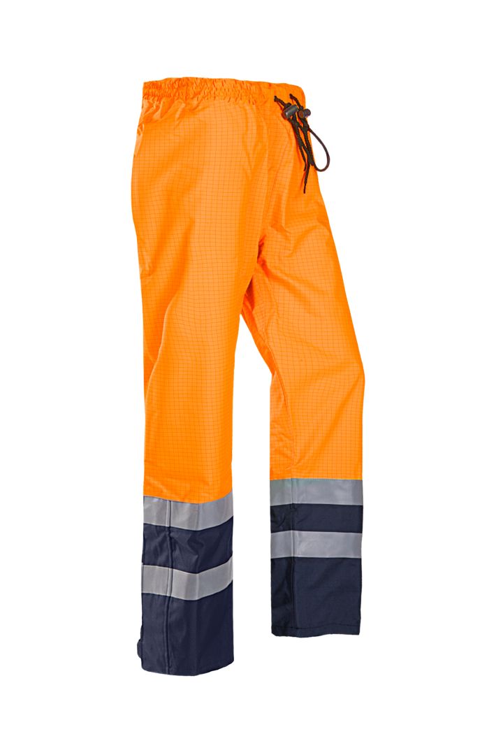 Sioen Flensburg Orange, Navy Hi Vis Trouser Flame Retardant, Anti-Static 2XL 2XL Leg Length 31in