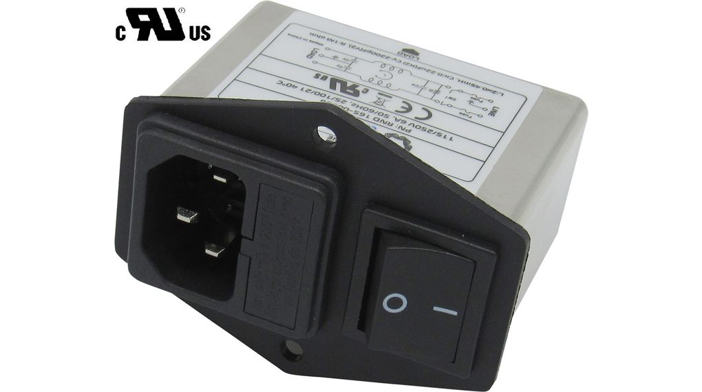 RND 6A, 250 V IEC Inlet Filter 3 Pole RND 165-00036, Faston 1 Fuse