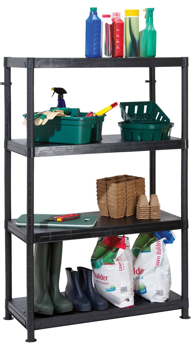 RS PRO Black 4 Shelf Shelving Unit, 1400mm x 900mm, 400mm, 50kg Load