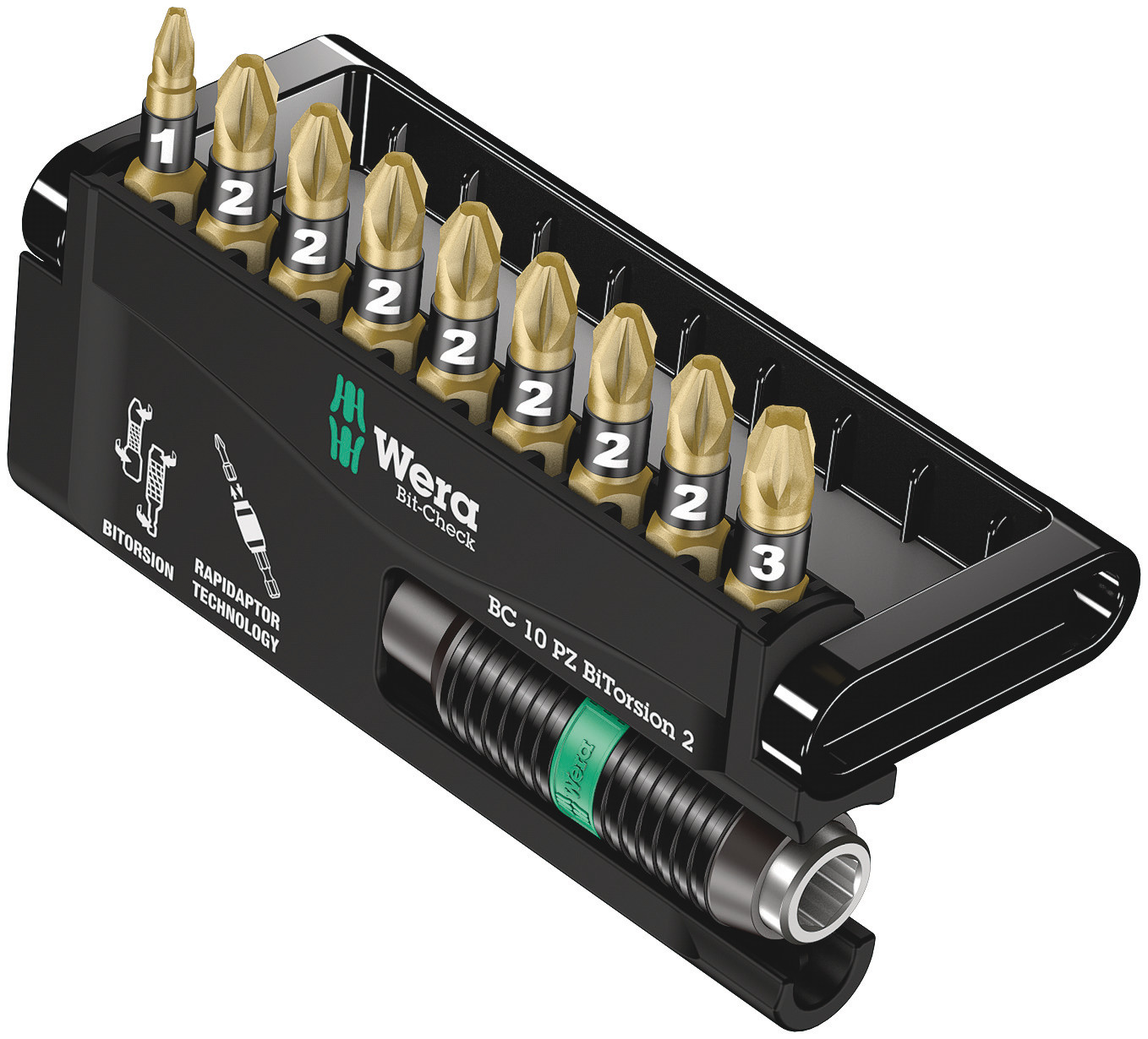Wera Driver Bit Set 10 Pieces, Hexagon, Pozidriv