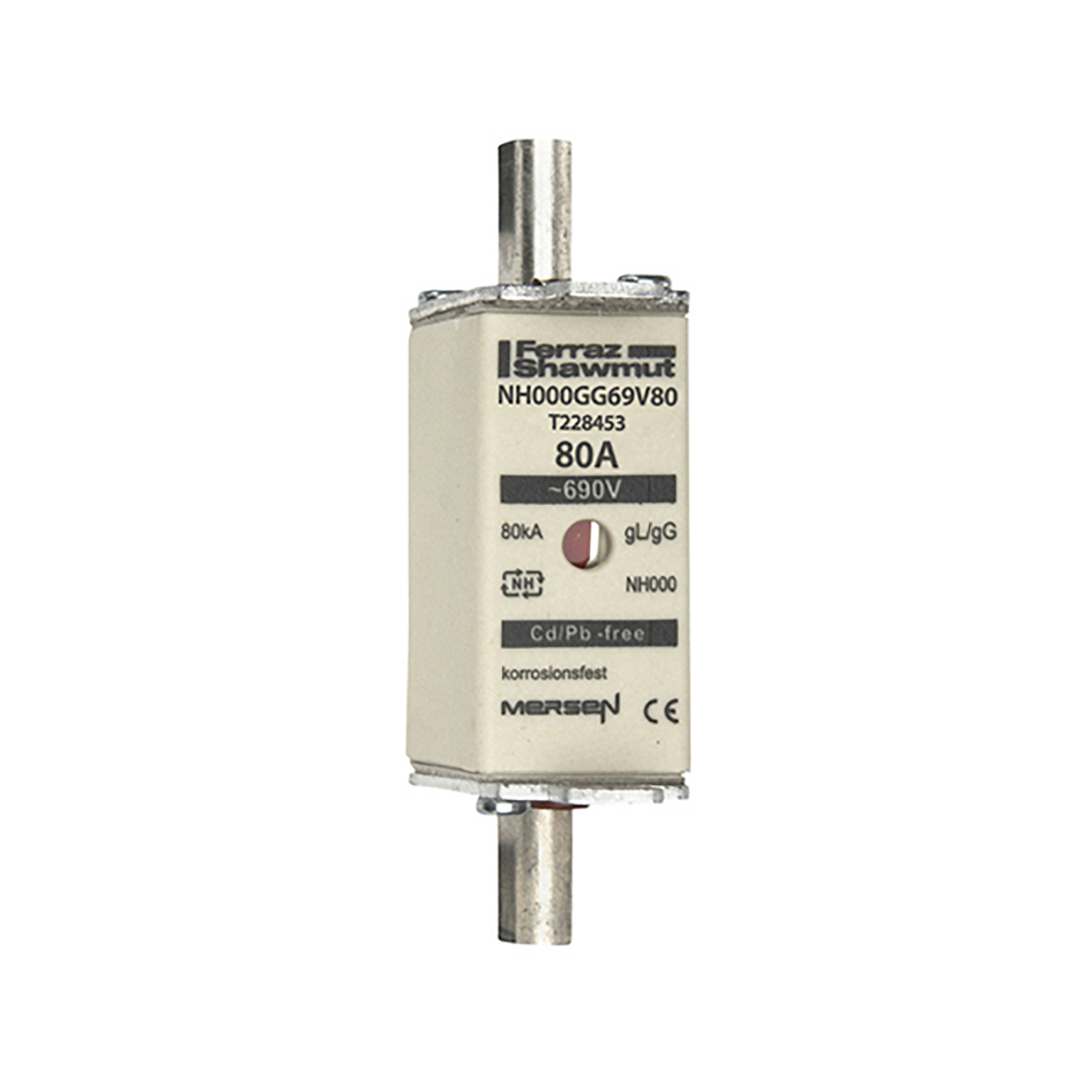 Mersen 80A NH Fuse, NH000, 690V ac