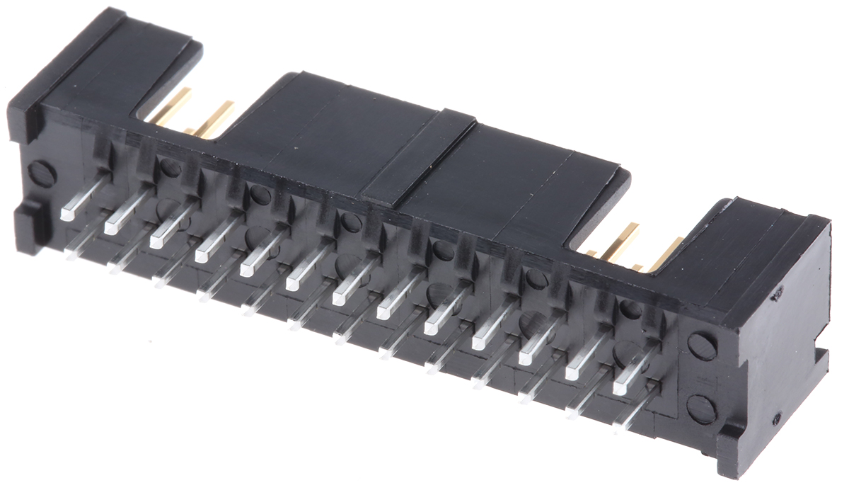 TE Connectivity AMP-LATCH Series Straight Through Hole PCB Header, 26 Contact(s), 2.54 mm Pitch, 2 Row, Shrouded