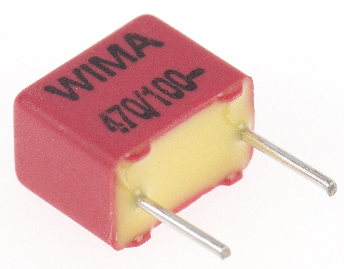 WIMA FKP2 Polypropylene Film Capacitor, 63 V ac, 100 V dc, ±5%, 470pF, Through Hole