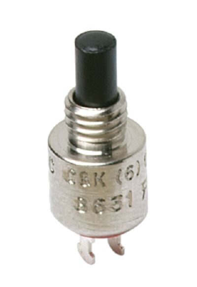 C & K 86000 Series Push Button Switch, Momentary, Off, Panel Mount, SPST, Black LED