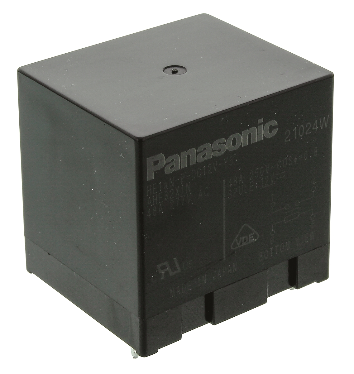 Panasonic PCB Mount Power Relay, 12V dc Coil, 48A Switching Current, SPST