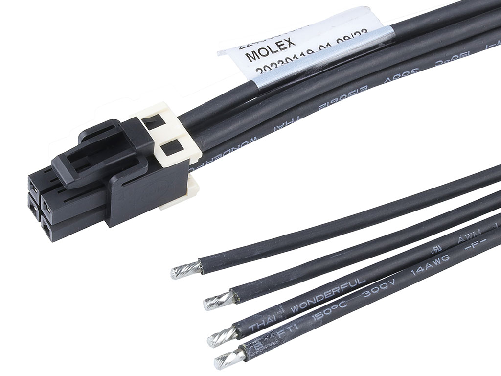 Molex 4 Way Female Crimped Terminal to 4 Way Male Pigtail Wire to Board Cable Assembly, 150mm