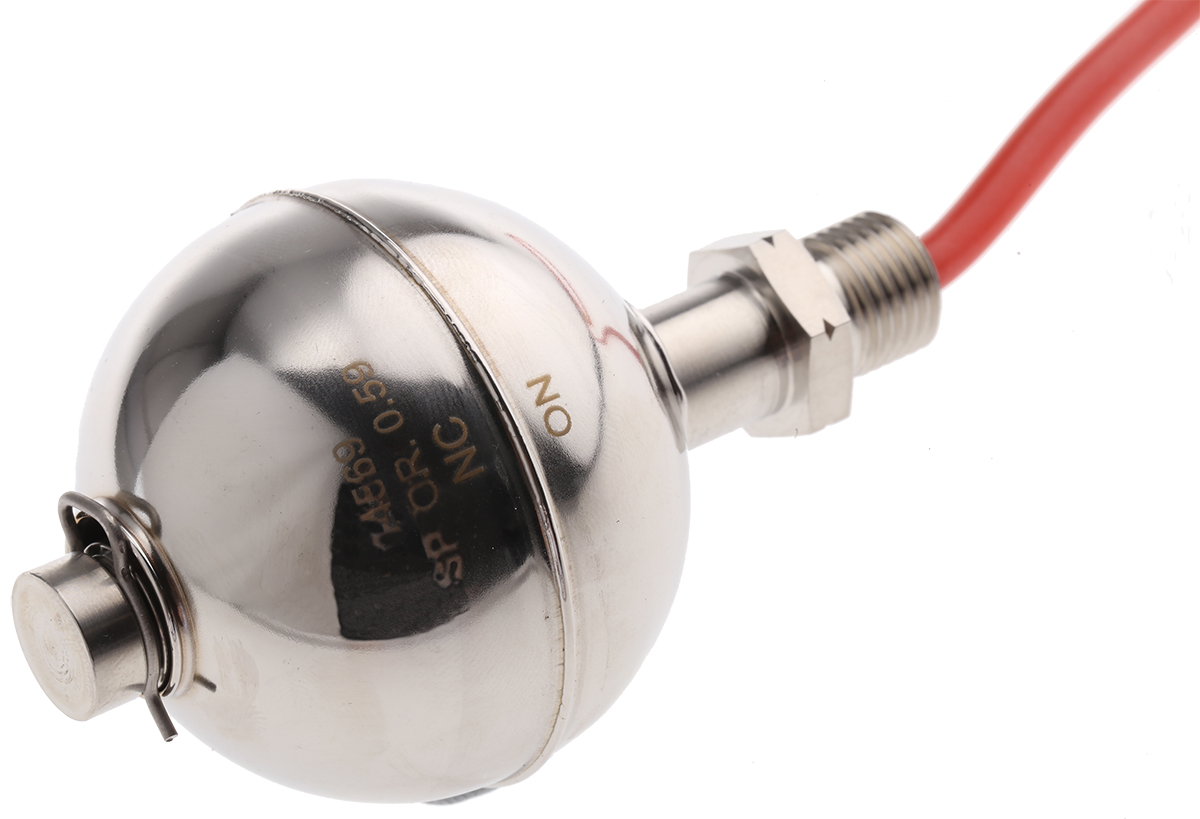 Gems Sensors Horizontal, Vertical Stainless Steel Float Switch, Float, 1m Cable, Relay