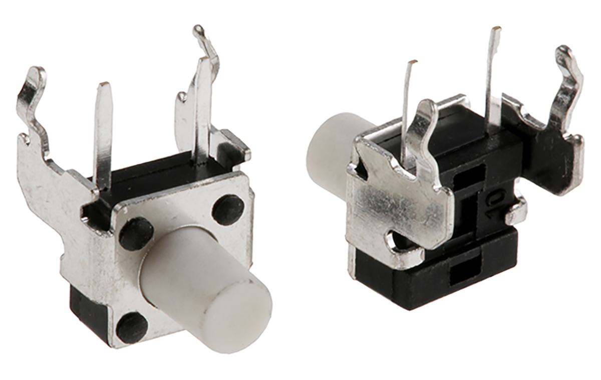 TE Connectivity White Button Tactile Switch, SPST 50 mA @ 24 V dc 4.24mm
