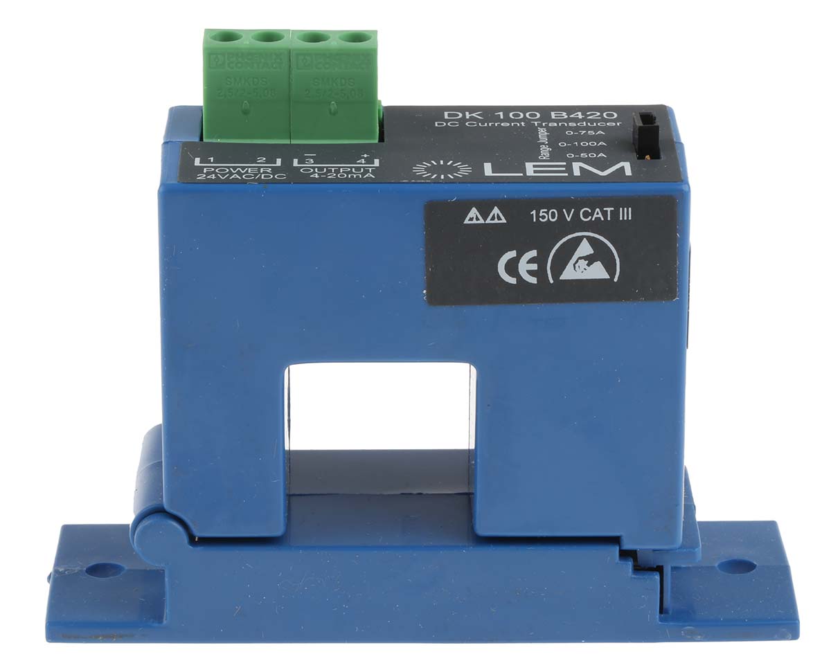 LEM DK Series Current Transformer, 100A Input, 100:1, 4 → 20 mA Output, 21.7mm Bore, 20 → 50 V dc
