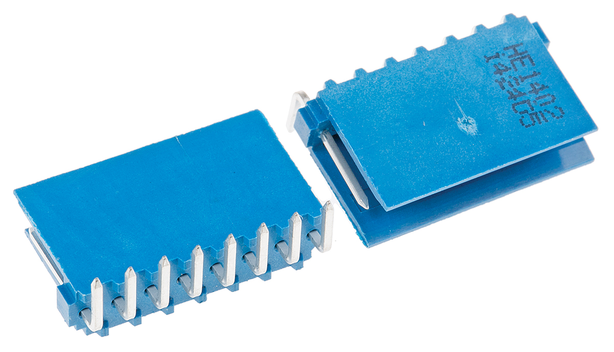 TE Connectivity AMPMODU HE14 Series Right Angle Through Hole PCB Header, 8 Contact(s), 2.54 mm Pitch, 1 Row, Shrouded