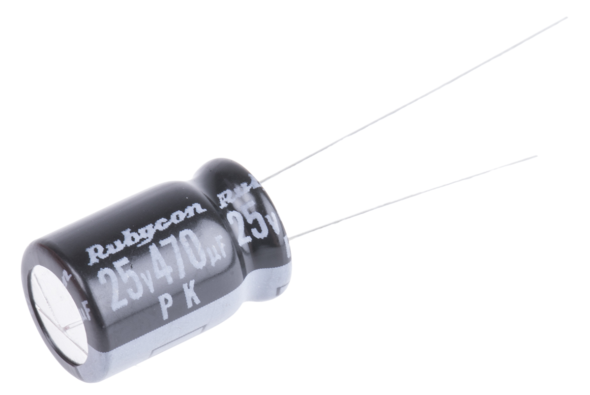 Rubycon 470μF Aluminium Electrolytic Capacitor 25V dc, Radial, Through Hole - 25PK470MEFC8X11.5