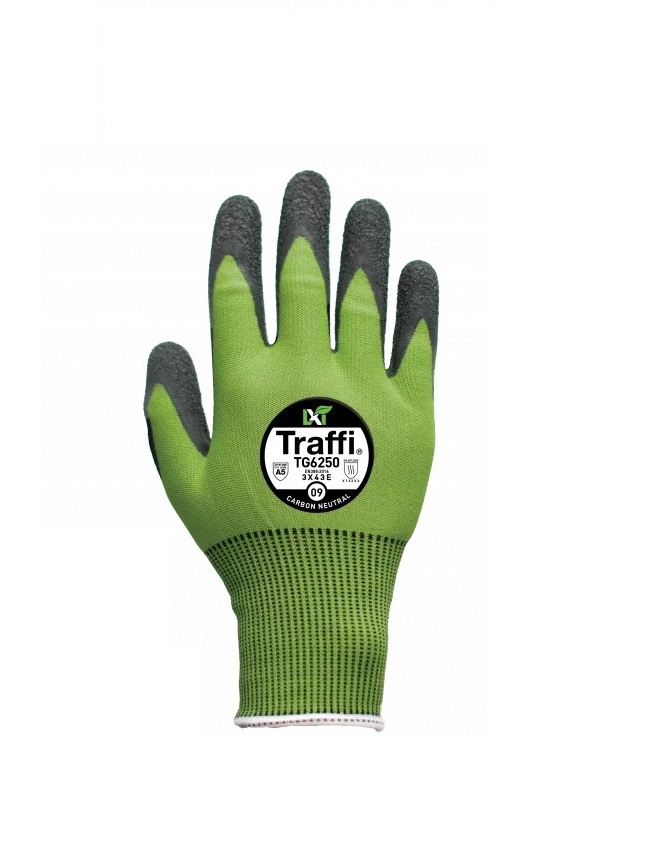 Traffi TG6250 Green Work Gloves, Size 7