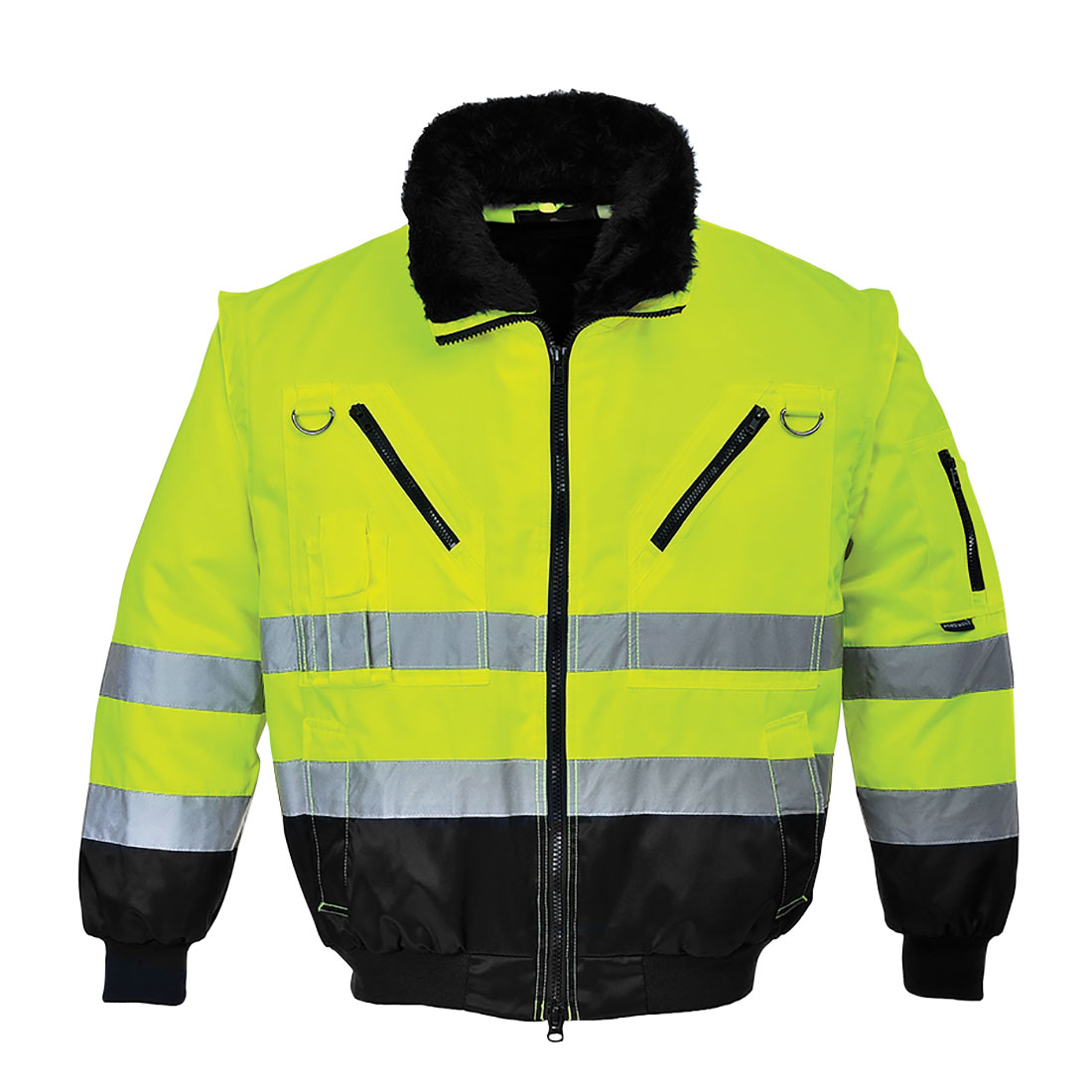 Portwest PJ50 Black, Yellow Unisex Hi Vis Jacket, S