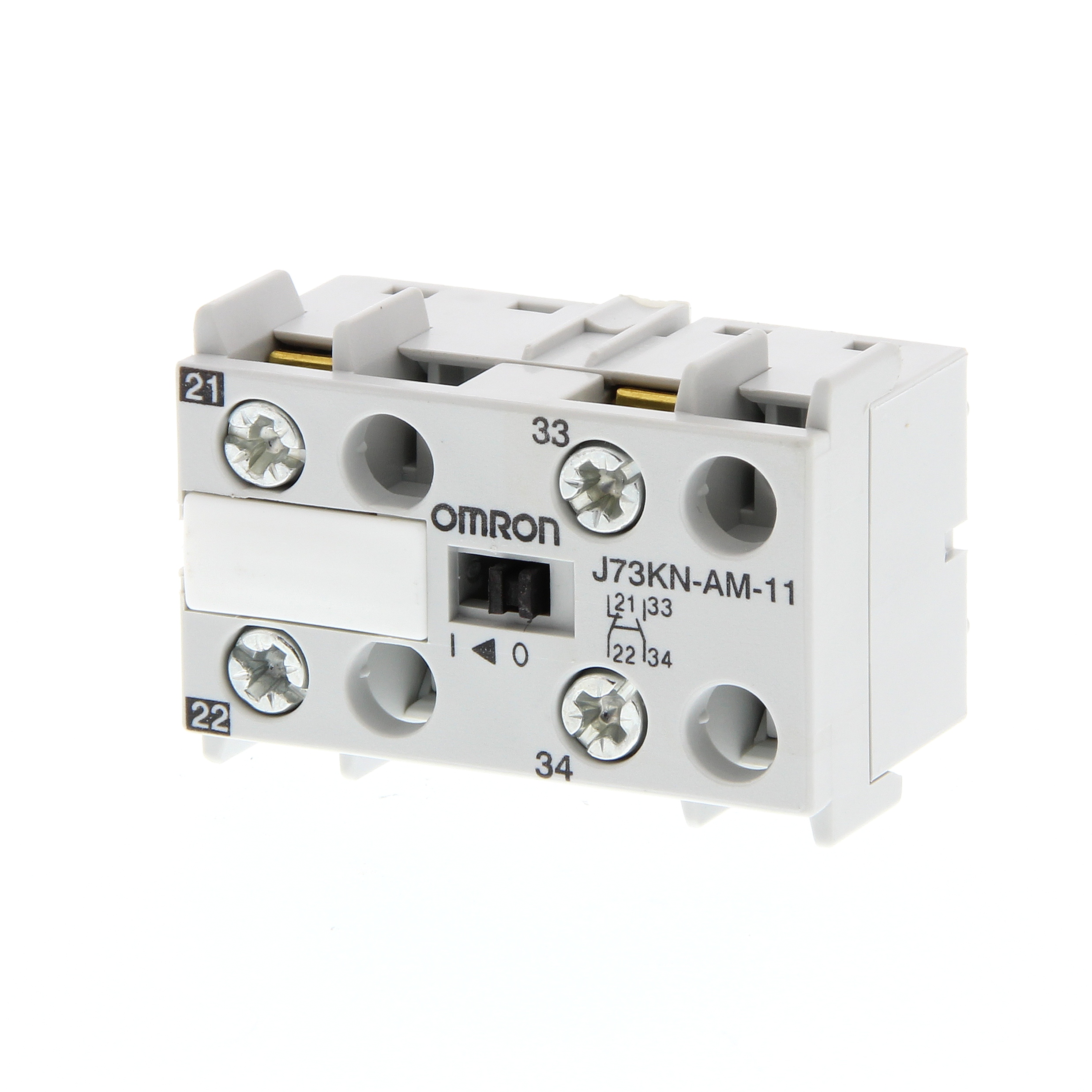 Omron Auxiliary Contact Block, 2 Contact, 1NC + 1NO J73KN