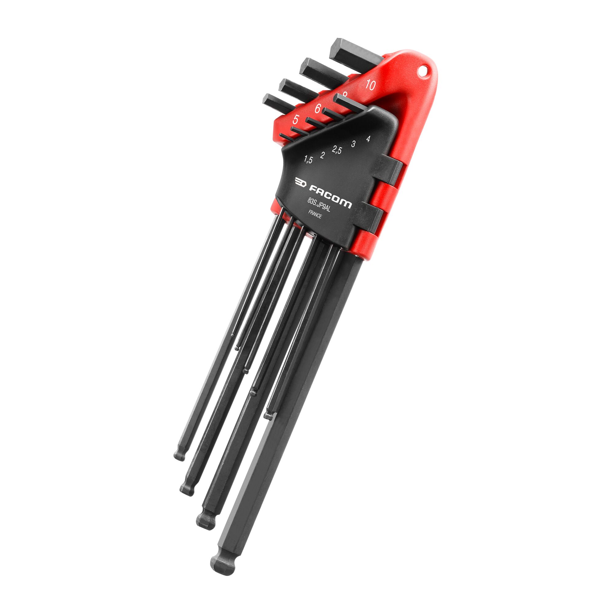 Facom 9 piece L Shape Metric Hex Key Set, 1.5 - 2 - 2.5 - 3 - 4 - 5 - 6 - 8 - 10mm