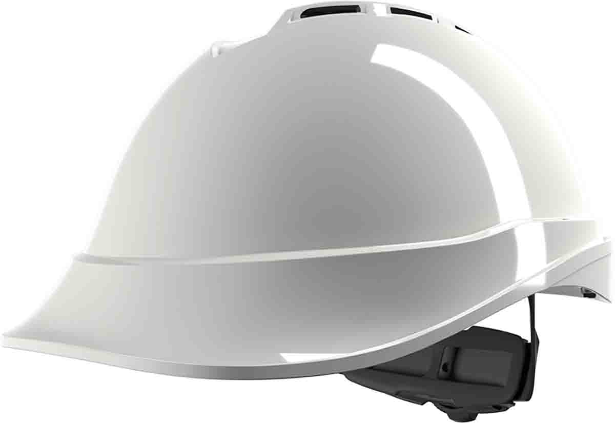 MSA Safety V-Gard 200 White Safety Helmet, AdjustableVentilated