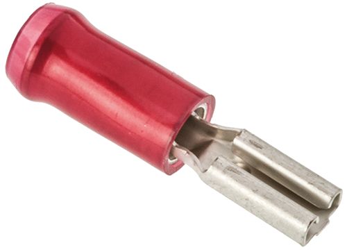 TE Connectivity PIDG FASTON .250 Red Insulated Female Spade Connector, Receptacle, 2.79 x 0.51mm Tab Size, 0.3mm² to