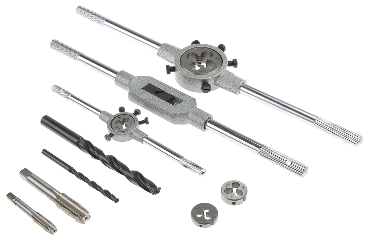 RS PRO Tap & Drill Set HSS 44-Piece Metric Standard Hand Tap M3 → M12 Thread