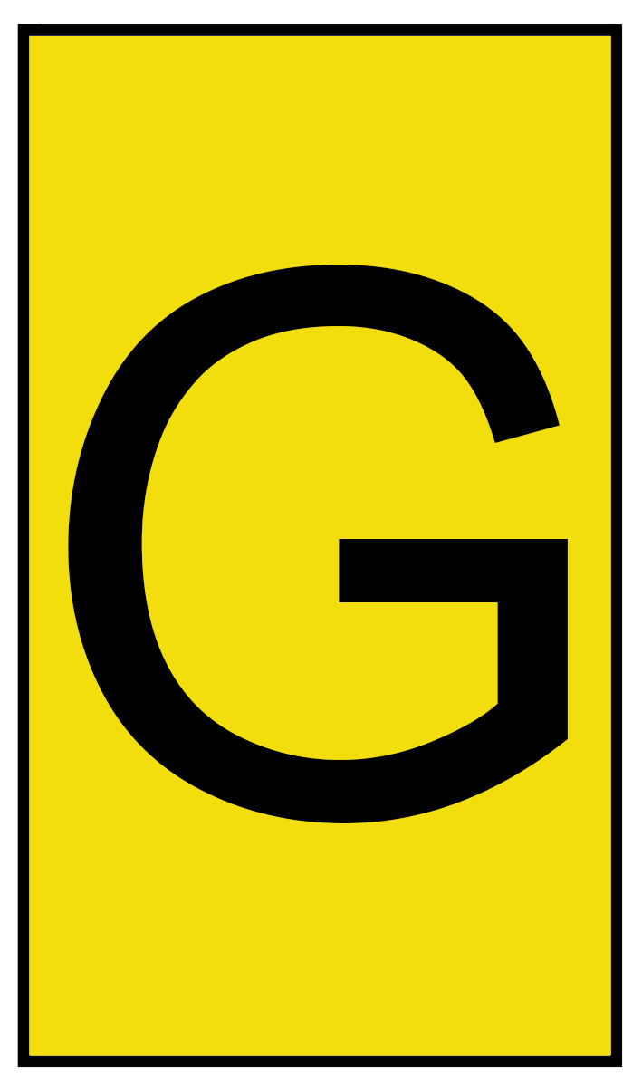 HellermannTyton Ovalgrip Slide On Cable Markers, Black on Yellow, Pre-printed "G", 1.7 → 3.7mm Cable, 901-10151