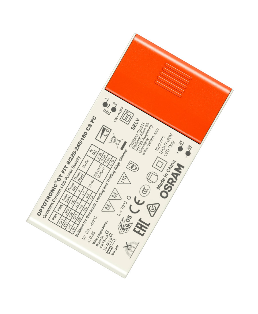 Osram LED Driver, 42V Output, 8W Output, 180mA Output, Constant Current Dimmable