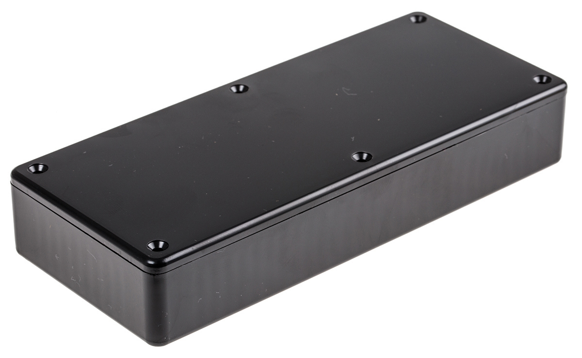 Hammond 1591 Series Black ABS Enclosure, IP54, Black Lid, 165 x 71 x 25mm