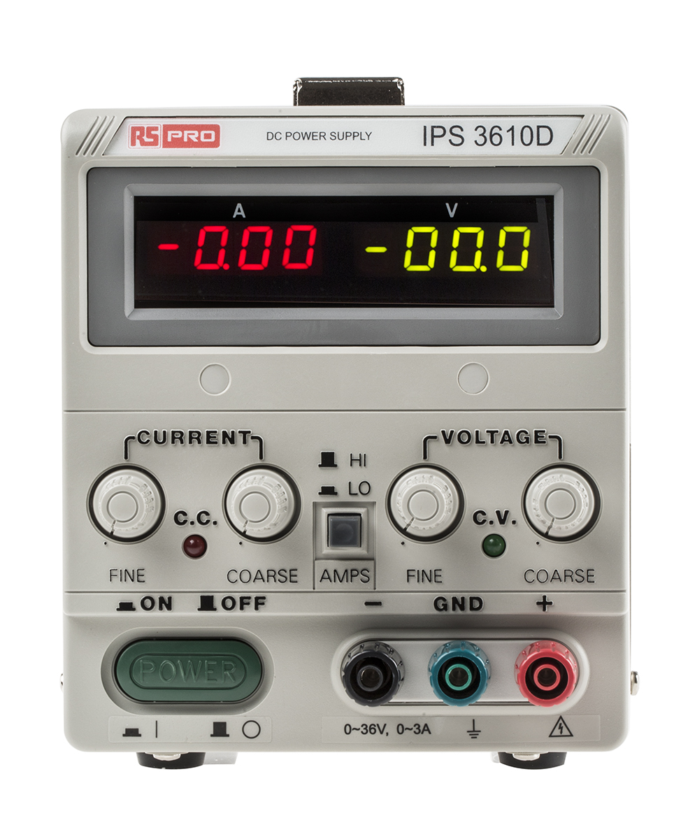 RS PRO Digital Bench Power Supply, 0 → 36V dc, 0 → 10A, 1-Output, 360W - UKAS Calibrated