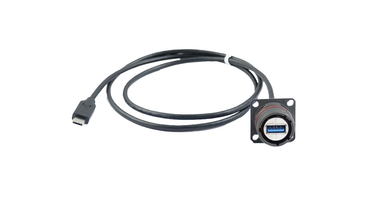 Amphenol Socapex Straight, Panel Mount, Female to Male- Dual Port Type Type A to Type C USB 3.2 IP68 USB Adaptor