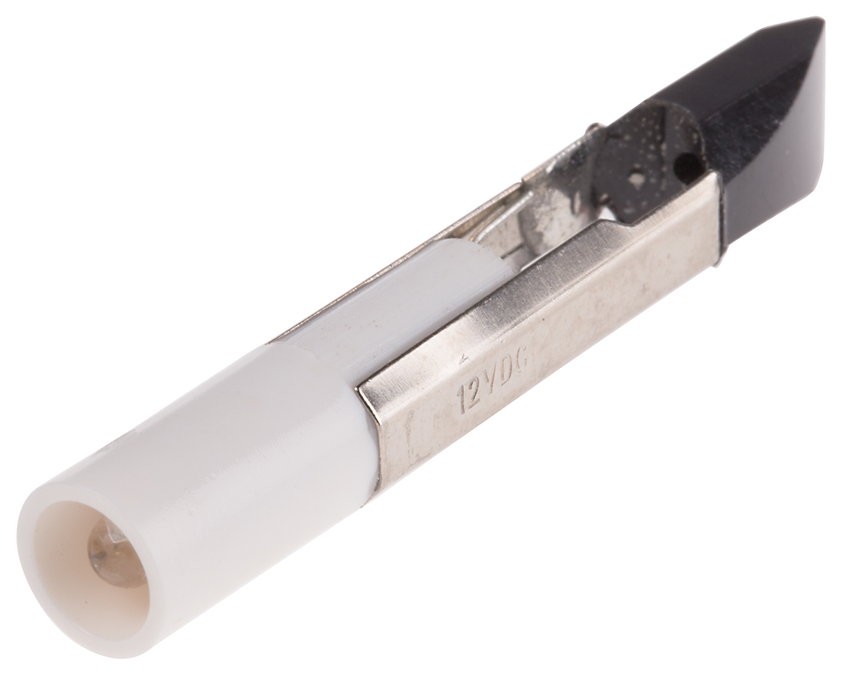 RS PRO White LED Indicator Lamp, Telephone Slide Base, 6.8mm Diameter, 1500mcd