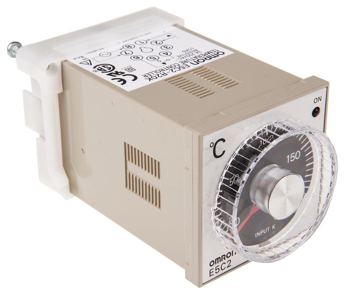 Omron E5C2 Panel Mount, Din-Rail Removable Socket On/Off Temperature Controller, 48 x 48mm Relay, 100 → 240 V ac Supply
