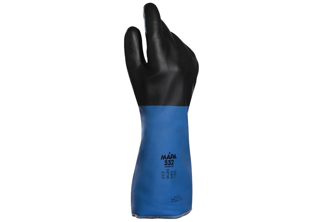 Mapa Blue, Black Polyurethane Work Gloves, Size 9