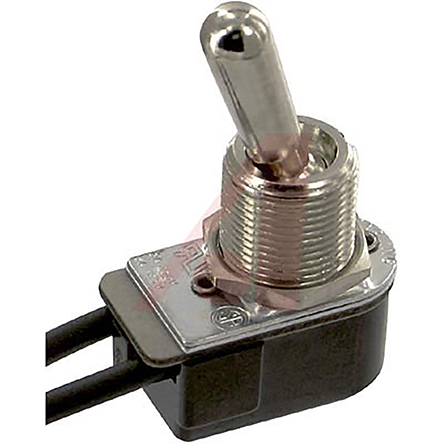 Carling Technologies Toggle Switch, Panel Mount, On-Off, SPST, Wire Lead Terminal, 250V ac