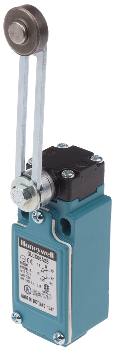 Honeywell GLC Series Adjustable Roller Lever Limit Switch, 2NC, IP66, DPST 2NC, Die Cast Zinc Housing, 300V ac Max, 10A