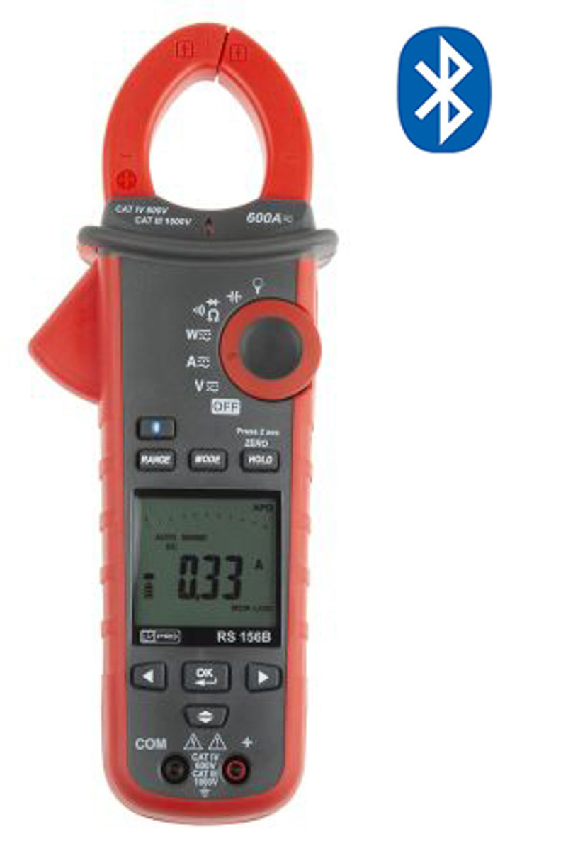 RS PRO 156B Clamp Meter Bluetooth, 600A dc, Max Current 600A ac CAT III 1000V With RS Calibration
