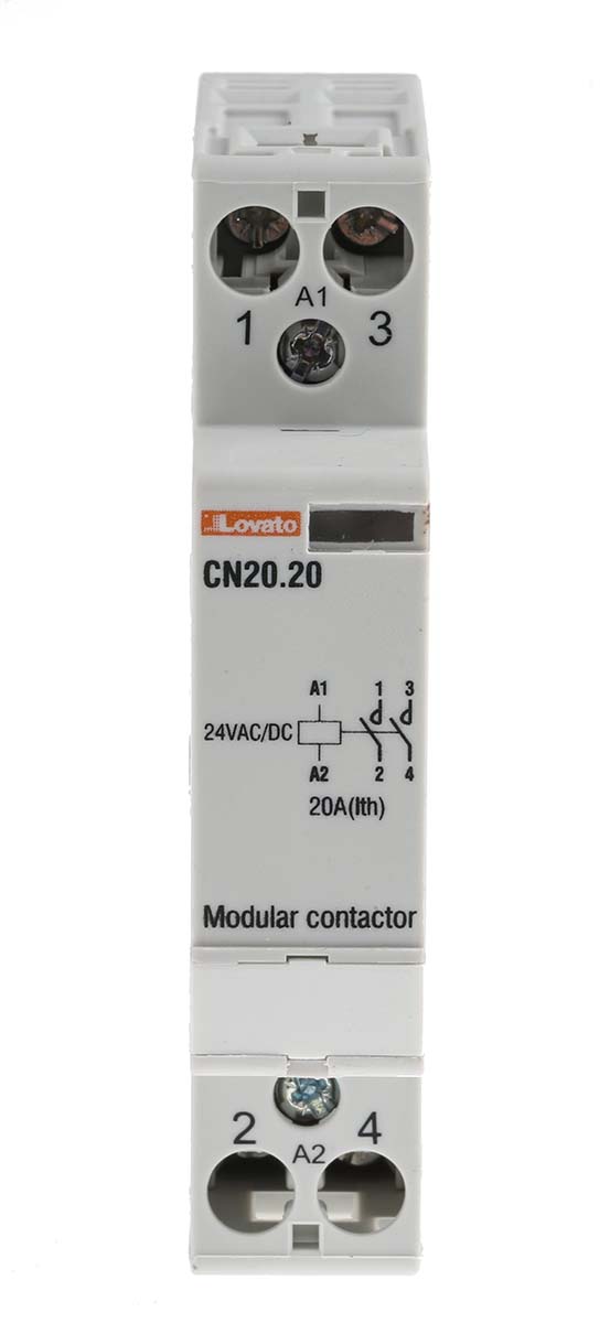 Lovato CN Contactor, 24 V ac/dc Coil, 2-Pole, 20 A, 2NO, 110 V ac