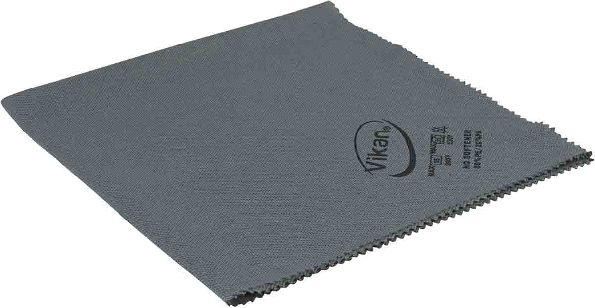Vikan Microfibre Lustre cloth Grey Microfibre Cloths for General Cleaning, Wet/Dry Use, Box of 5, 400 x 400mm, Repeat