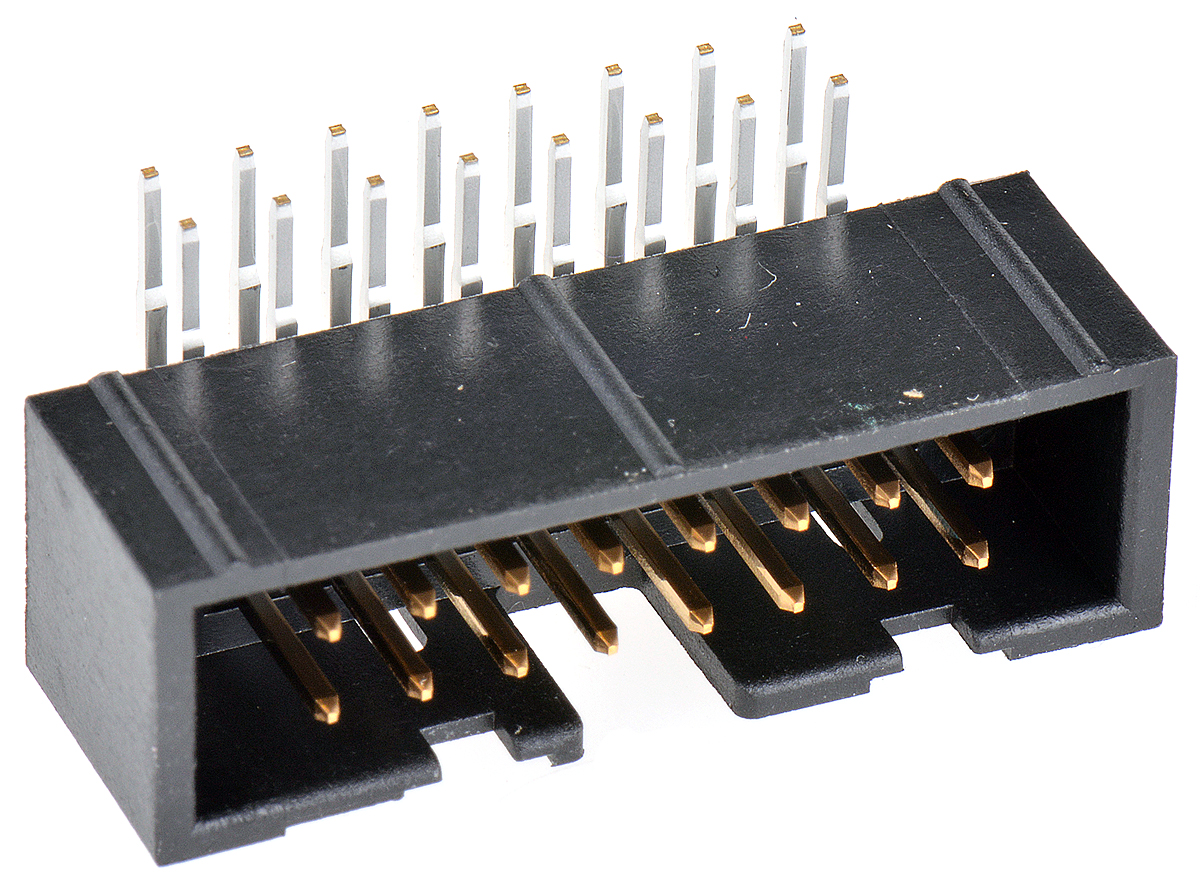 Hirose HIF3FC Series Right Angle Through Hole PCB Header, 16 Contact(s), 2.54 mm Pitch, 2 Row, Shrouded