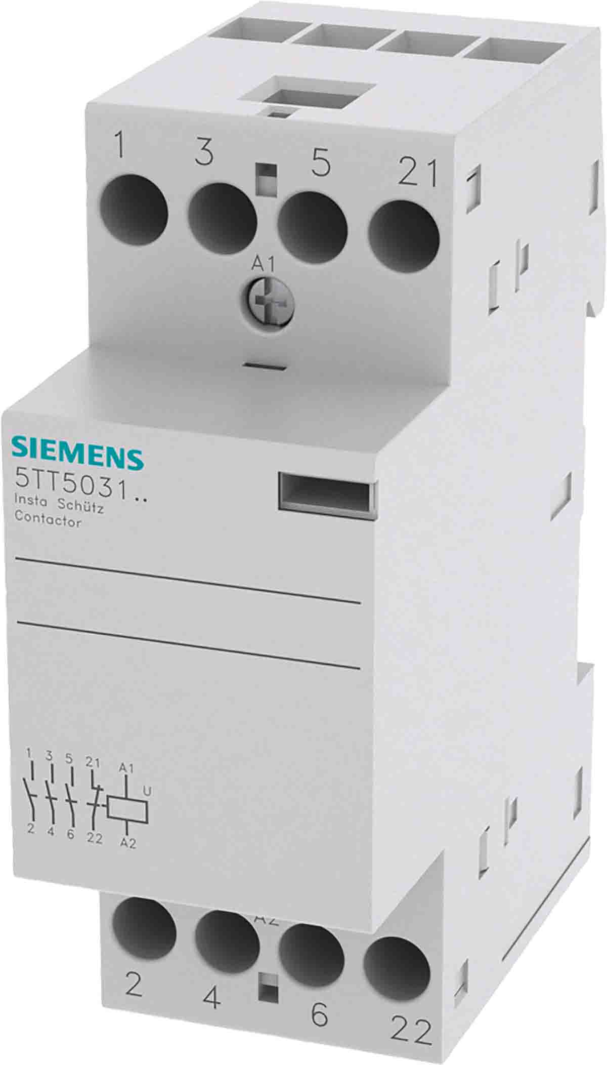 Siemens SENTRON 5TT INSTA Contactor, 230 V ac Coil, 4-Pole, 25 A, 3NO + 1NC