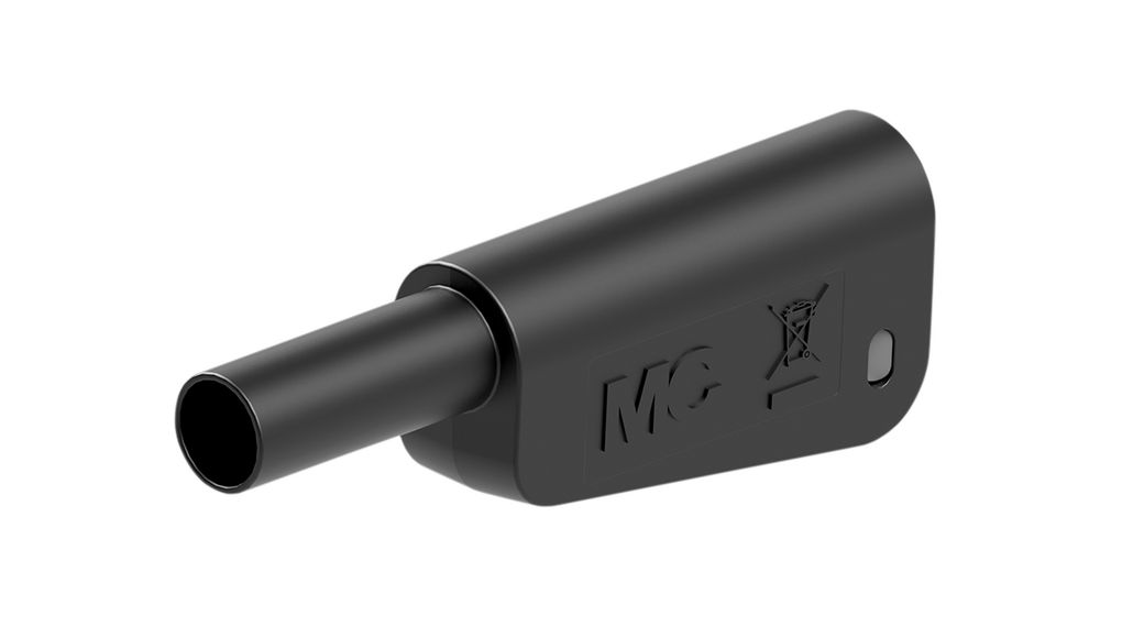 Staubli Black Plug Banana Plug, 4 mm Connector, Screw Termination, 32A, 600 → 1000V, Gold Plating