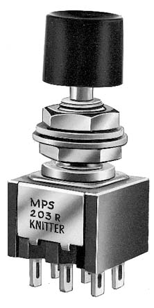 KNITTER-SWITCH Push Button Switch, Momentary, Panel Mount, DPDT, 125V ac