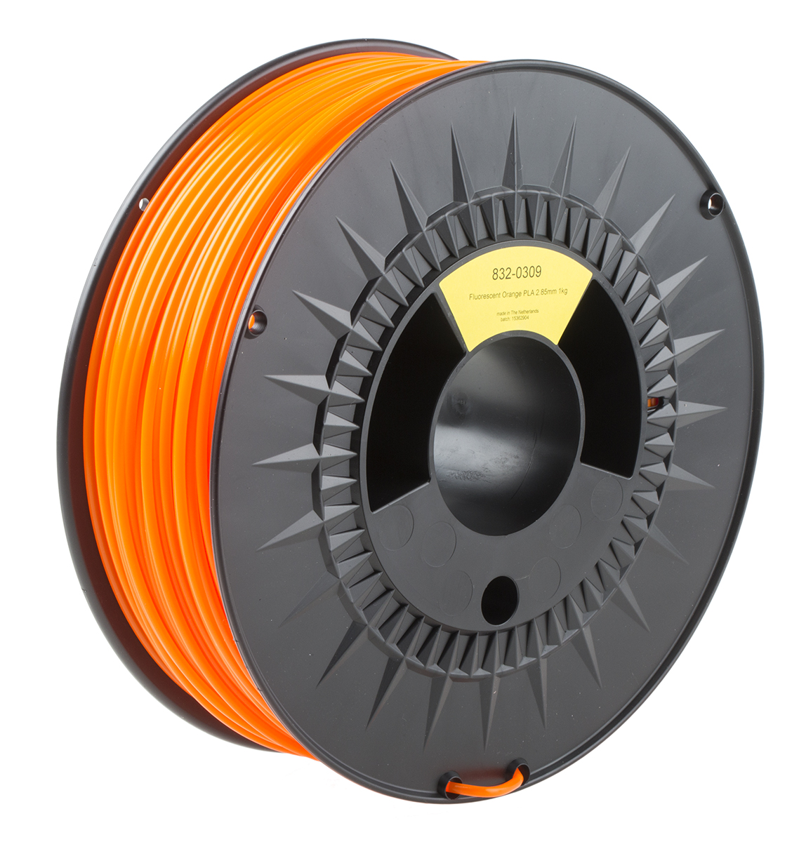 RS PRO 2.85mm Fluorescent Orange PLA 3D Printer Filament, 1kg