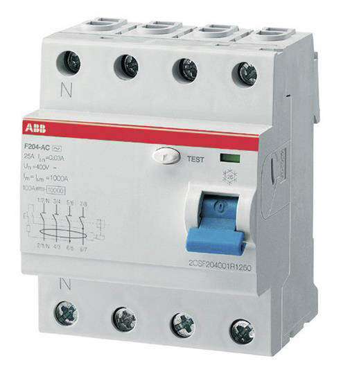 ABB FH200 RCCB, 63A, 4 Pole, 30mA, Type AC