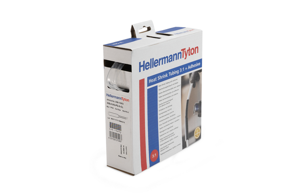 HellermannTyton Adhesive Lined Halogen Free Heat Shrink Tubing, Clear 3mm Sleeve Dia. x 10m Length 3:1 Ratio, HIS-A