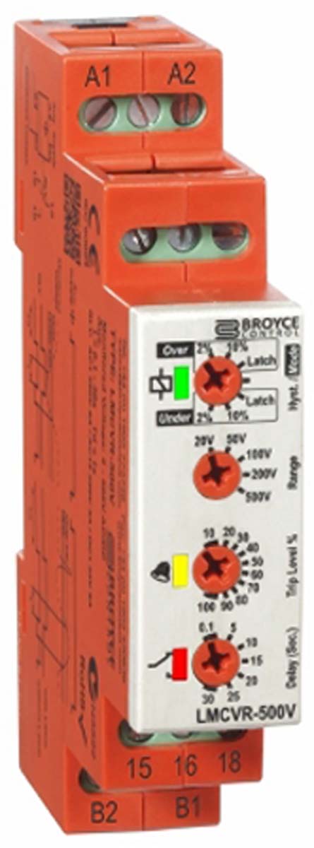 Broyce Control Voltage Monitoring Relay, SPDT, 0.1 → 20V ac/dc, DIN Rail