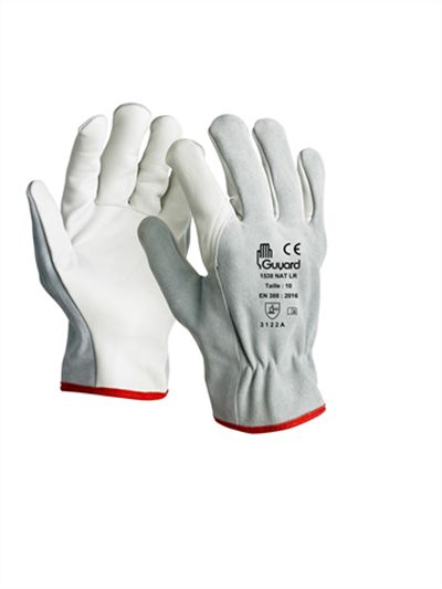 GUYARD 1538 NAT LR White Leather Work Gloves, Size 9